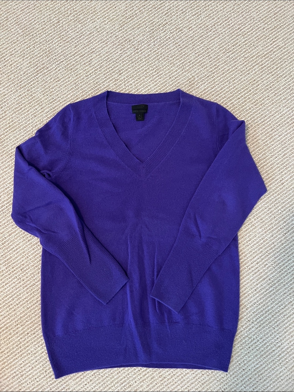 J. Crew Cashmere V-Neck Sweater in Rich Purple